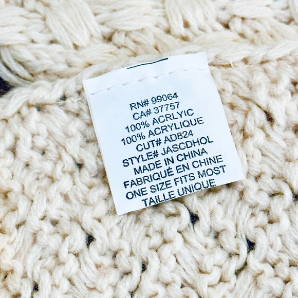 🌟3xHP🌟Billabong Cream Acrylic Diagonal Basketweave Fringed Scarf - Picture 7 of 9